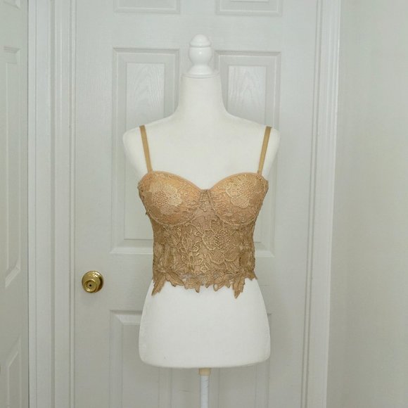 Lydia Other - LYDIA Gold/Tan Lace Bustier Corset Bra Top (S)